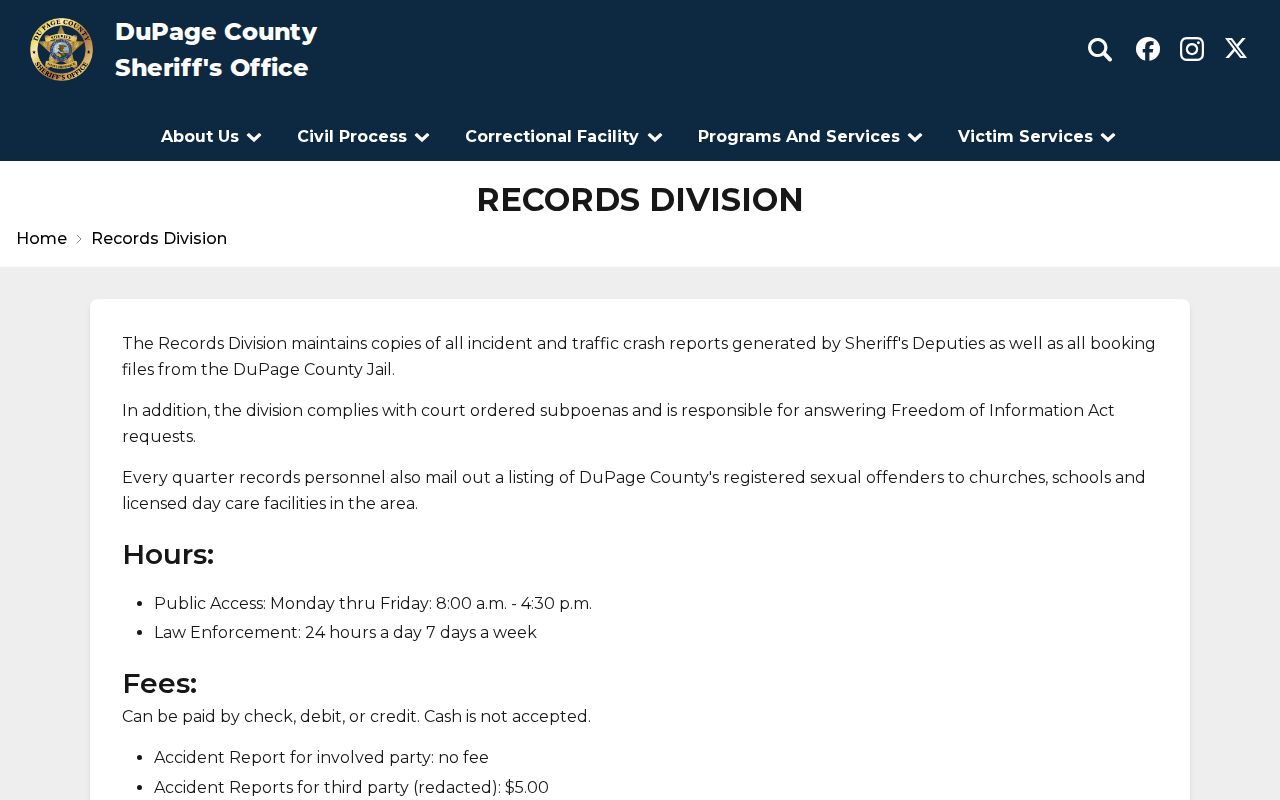 DuPage County 24-hour release Records Division source