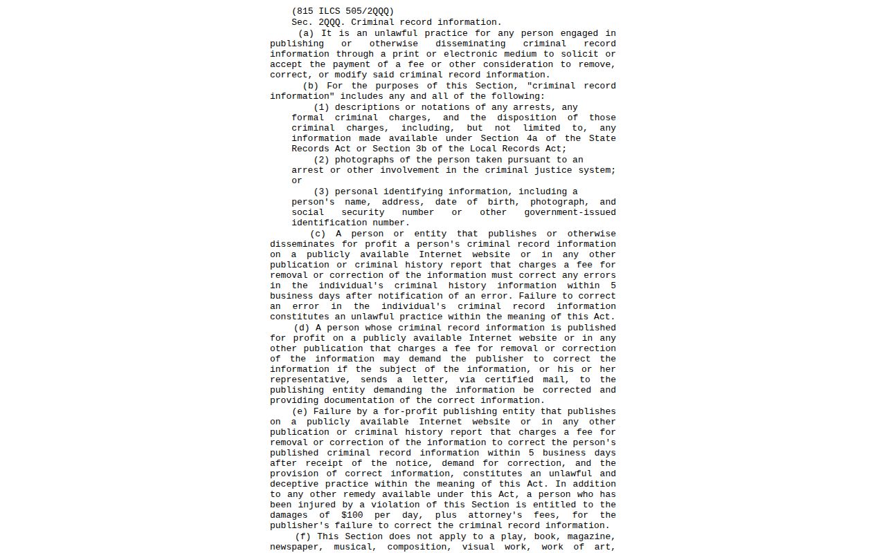 Illinois correction law for DuPage released-inmate mugshots